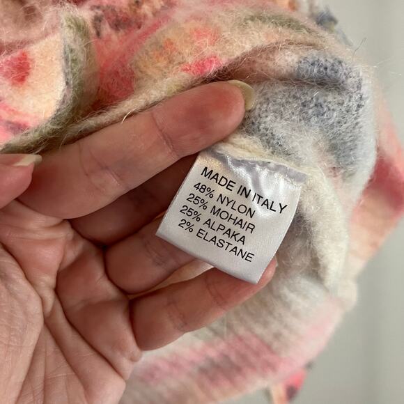 Bartolini Made In Italy Mohair Alpaca Blend Floral Cardigan Sweater Large - Picture 3 of 6